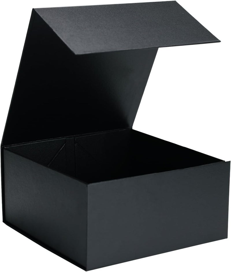 Ditwis 8x8x4 Inches Gift Box with Magnetic Closure Lid, Black Magnetic Box for Wedding, Groomsmen Bridesmaid Proposal, Birthdays, Mother's Day, 1 Pack - Image 1